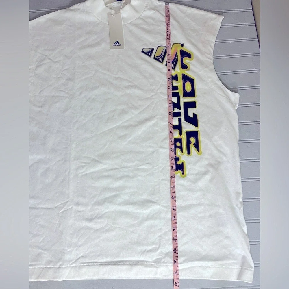 Adidas Pride Graphic Muscle Tank Top Unisex Small White Heavy Cotton Tee NWT